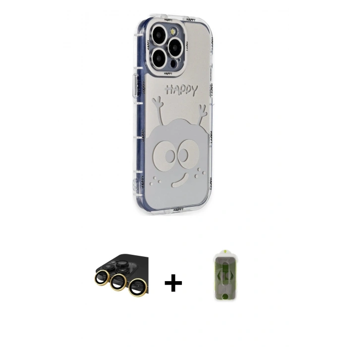 MARSİLYAN™- iPhone 14 Pro Kılıf Ahenk Modern Serisi - Siyah Joko Magic 5D Hayalet Cam + Raze Metal Kamera Lens - GD