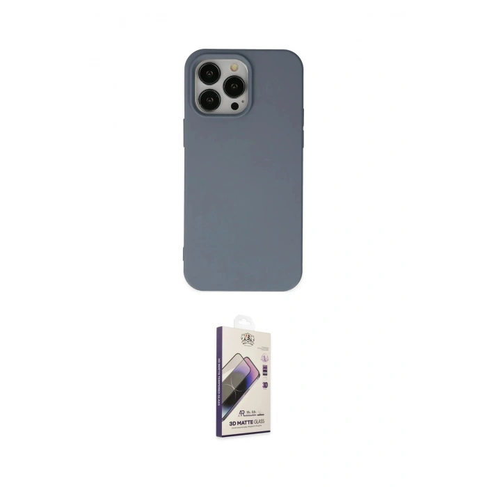MARSİLYAN™- iPhone 14 Pro Kılıf Ahenk Serisi - Siyah Bilvis 3D Mat Cam Ekran Koruyucu