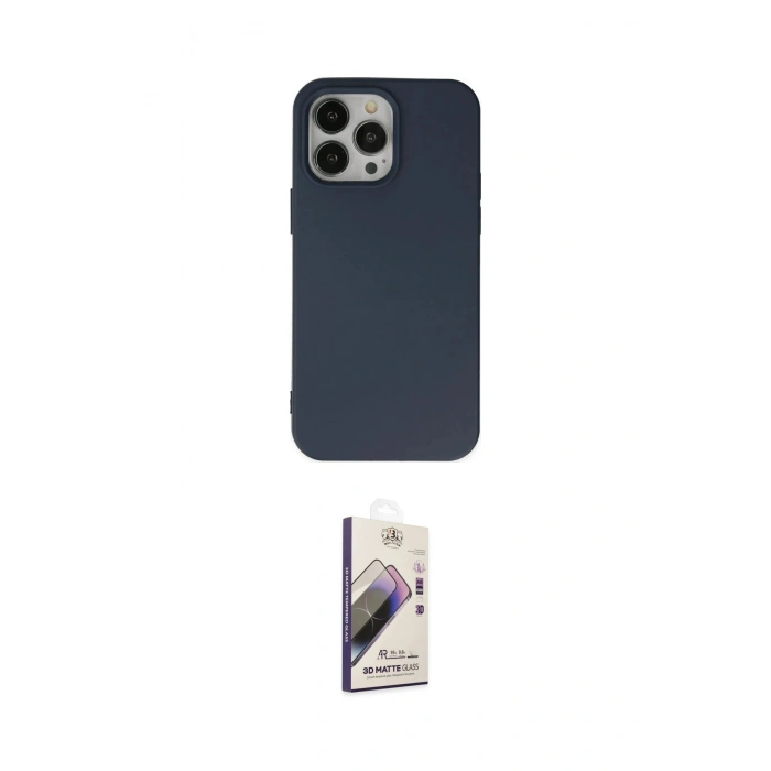 MARSİLYAN™- iPhone 14 Pro Kılıf Ahenk Serisi - Siyah Bilvis 3D Mat Cam Ekran Koruyucu