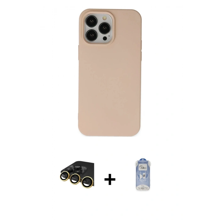 MARSİLYAN™- iPhone 14 Pro Kılıf Ahenk Serisi - Siyah Joko Magic 5D Cam + Raze Metal Kamera Lens - GD
