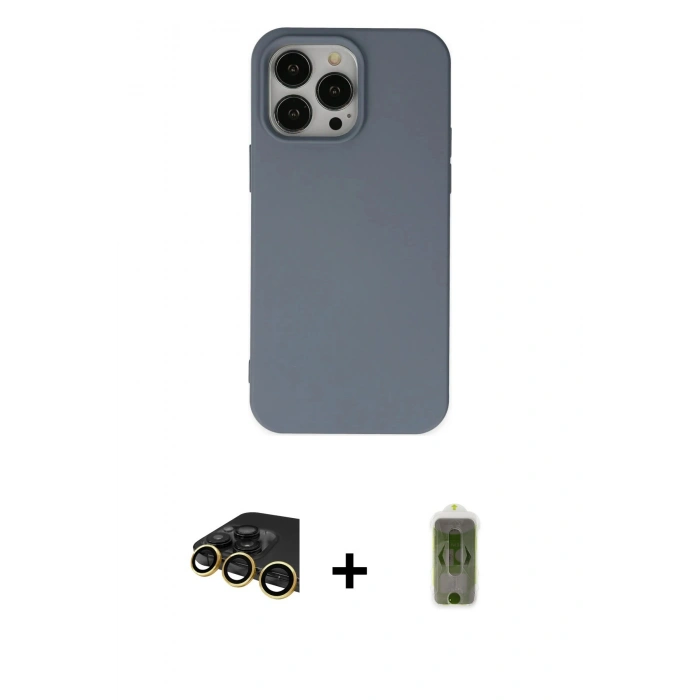 MARSİLYAN™- iPhone 14 Pro Kılıf Ahenk Serisi - Siyah Joko Magic 5D Hayalet Cam + Raze Metal Kamera Lens - GD
