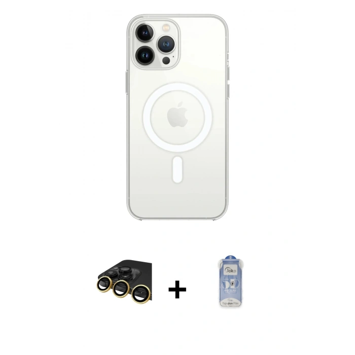 MARSİLYAN™- iPhone 14 Pro Kılıf Ahenk Yansıma Prime - Siyah Joko Magic 5D Cam + Raze Metal Kamera Lens - GD