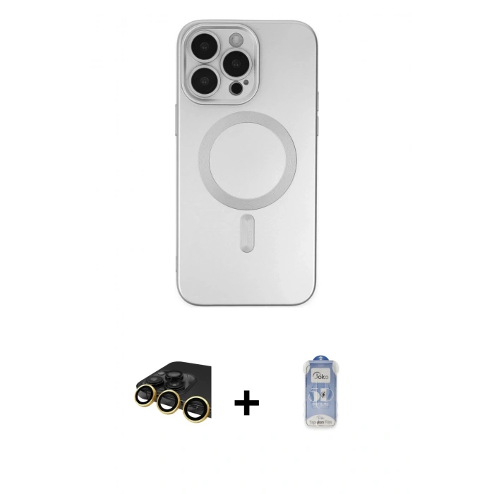 MARSİLYAN™- iPhone 14 Pro Kılıf Akış Minimal Özel Seri - Siyah Joko Magic 5D Cam + Raze Metal Kamera Lens - GD