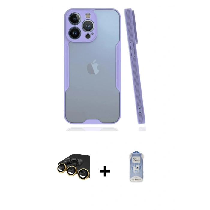 MARSİLYAN™- iPhone 14 Pro Kılıf Atlas Asil Serisi - Siyah Joko Magic 5D Cam + Raze Metal Kamera Lens - GD