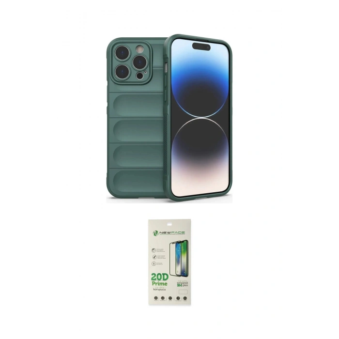 MARSİLYAN™- iPhone 14 Pro Kılıf Atlas Koleksiyonu - Siyah 20D Premium Cam Ekran Koruyucu