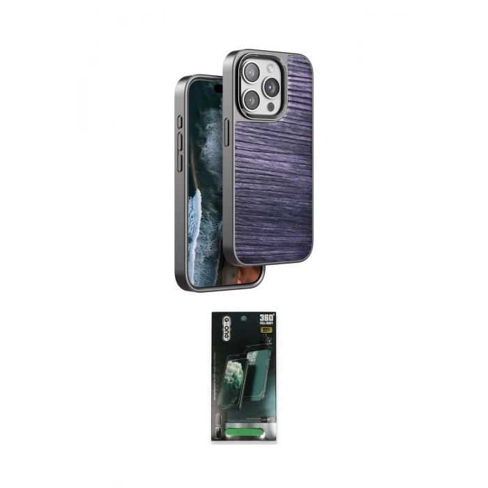 MARSİLYAN™- iPhone 14 Pro Kılıf Atlas Minimal Özel Seri - Siyah 360 Mat Full Body Arka Koruyucu
