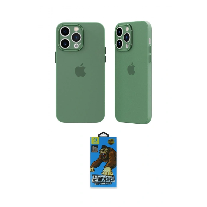 MARSİLYAN™- iPhone 14 Pro Kılıf Atlas Minimal Prime - Siyah 18D Cam Ekran Koruyucu