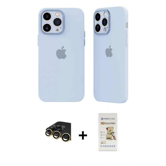 MARSİLYAN™- iPhone 14 Pro Kılıf Atlas Minimal Prime - Siyah Mat Seramik Nano Ekran Koruyucu + Raze Metal Kamera Lens - GD