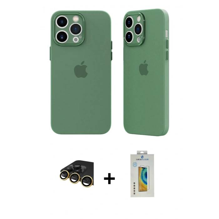 MARSİLYAN™- iPhone 14 Pro Kılıf Atlas Minimal Prime - Siyah Polymer Nano Ekran Koruyucu + Raze Metal Kamera Lens - GD