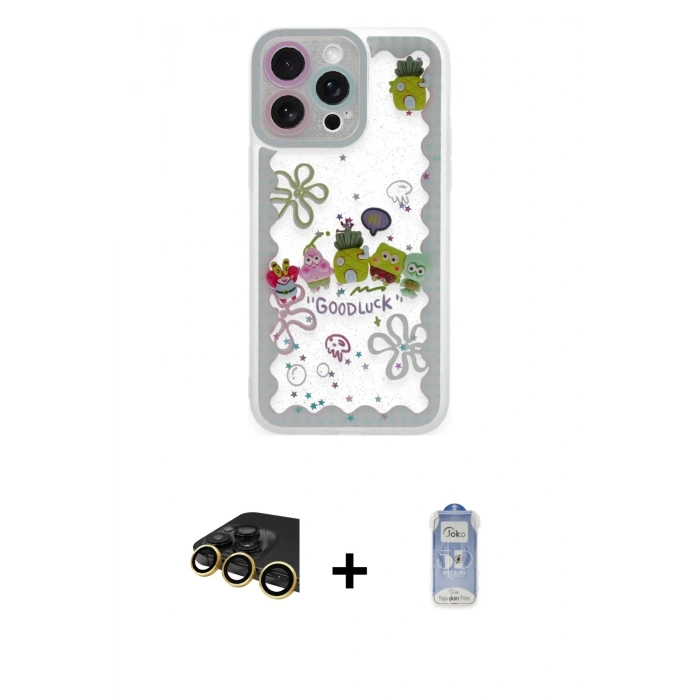 MARSİLYAN™- iPhone 14 Pro Kılıf Çekirdek Asil - Siyah Joko Magic 5D Cam + Raze Metal Kamera Lens - GD