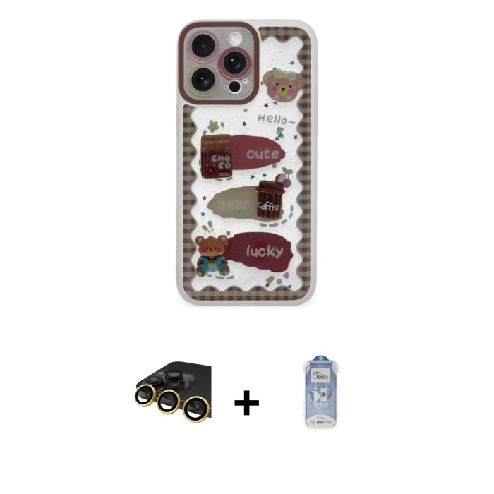 MARSİLYAN™- iPhone 14 Pro Kılıf Çekirdek Asil - Siyah Joko Magic 5D Cam + Raze Metal Kamera Lens - GD