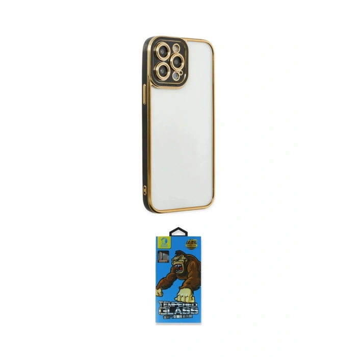 MARSİLYAN™- iPhone 14 Pro Kılıf Çekirdek Klasik Serisi - Siyah 18D Cam Ekran Koruyucu