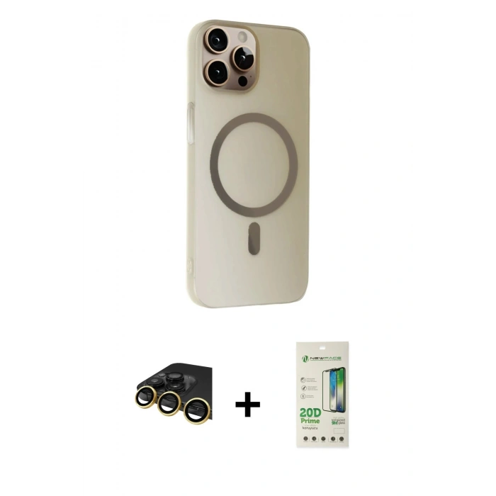 MARSİLYAN™- iPhone 14 Pro Kılıf Çekirdek Modern Prime - Siyah 20D Premium Cam Ekran Koruyucu + Raze Metal Kamera Lens - GD