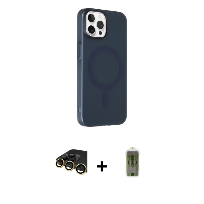MARSİLYAN™- iPhone 14 Pro Kılıf Çekirdek Modern Prime - Siyah Joko Magic 5D Hayalet Cam + Raze Metal Kamera Lens - GD