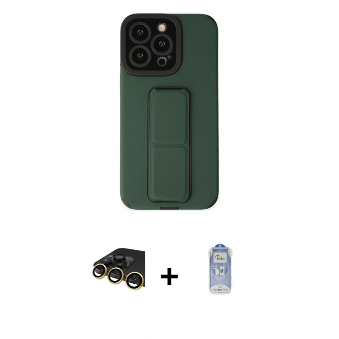 MARSİLYAN™- iPhone 14 Pro Kılıf Çekirdek Yansıma - Siyah Joko Magic 5D Cam + Raze Metal Kamera Lens - GD