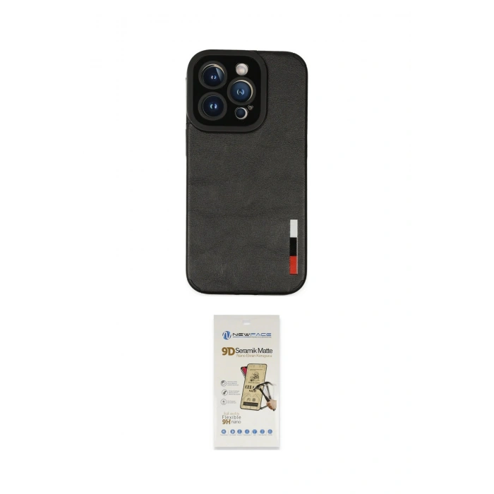 MARSİLYAN™- iPhone 14 Pro Kılıf Doruk Asil Koleksiyonu - Siyah Mat Seramik Nano Ekran Koruyucu