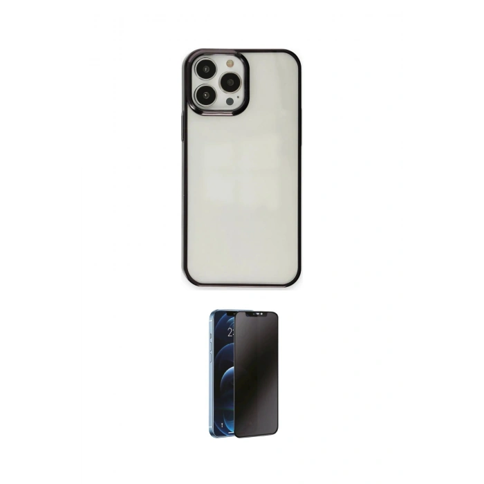 MARSİLYAN™- iPhone 14 Pro Kılıf Doruk Doku Prime - Siyah 3D Antistatik Hayalet Cam Ekran Koruyucu