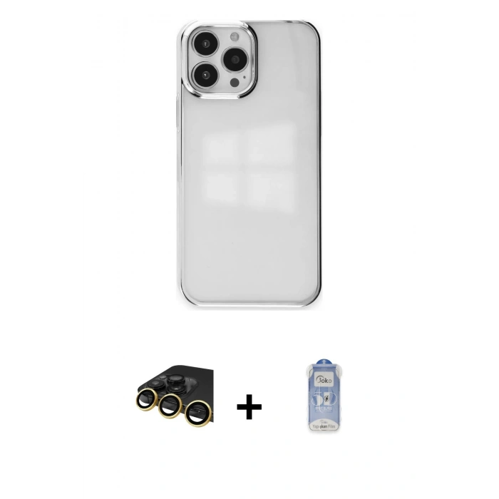 MARSİLYAN™- iPhone 14 Pro Kılıf Doruk Doku Prime - Siyah Joko Magic 5D Cam + Raze Metal Kamera Lens - GD