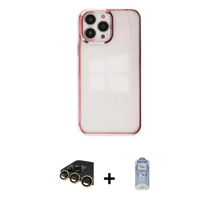 MARSİLYAN™- iPhone 14 Pro Kılıf Doruk Doku Prime - Siyah Joko Magic 5D Cam + Raze Metal Kamera Lens - GD