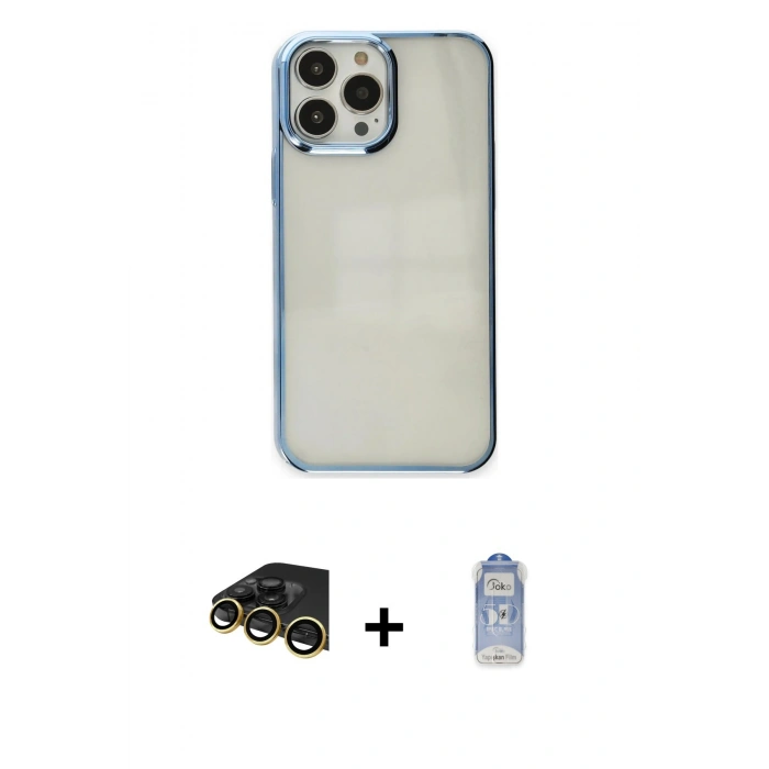 MARSİLYAN™- iPhone 14 Pro Kılıf Doruk Doku Prime - Siyah Joko Magic 5D Cam + Raze Metal Kamera Lens - GD