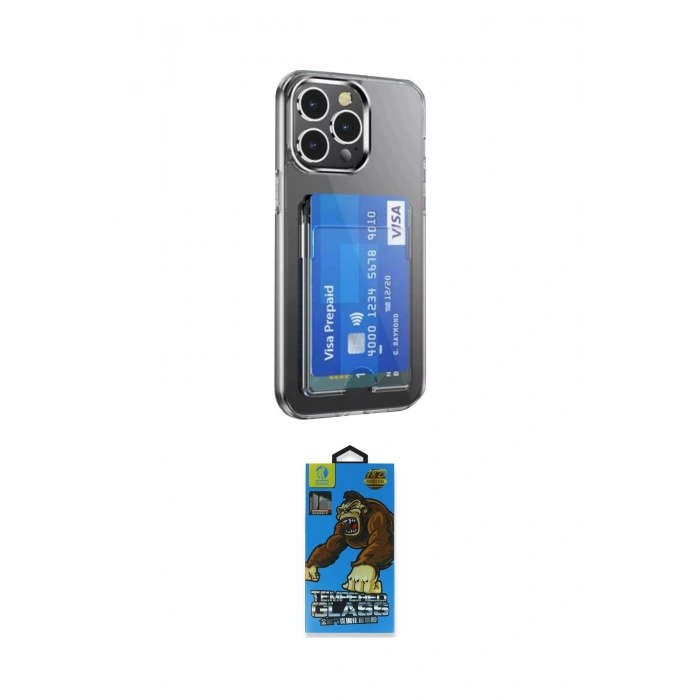 MARSİLYAN™- iPhone 14 Pro Kılıf Doruk Klasik Koleksiyonu - Siyah 18D Cam Ekran Koruyucu