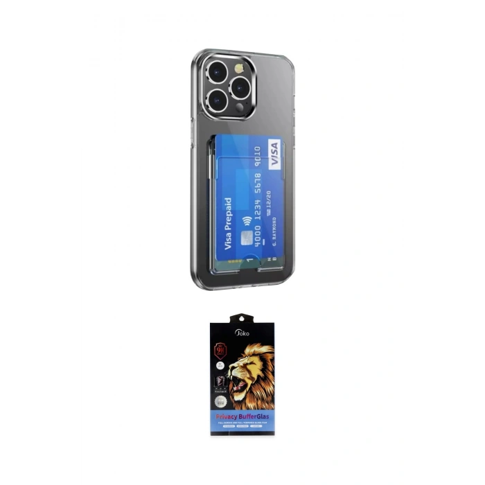 MARSİLYAN™- iPhone 14 Pro Kılıf Doruk Klasik Koleksiyonu - Siyah Buffer Hayalet Cam Ekran Koruyucu