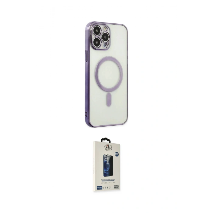 MARSİLYAN™- iPhone 14 Pro Kılıf Doruk Minimal - Siyah Bilvis Hayalet Cam Ekran Koruyucu