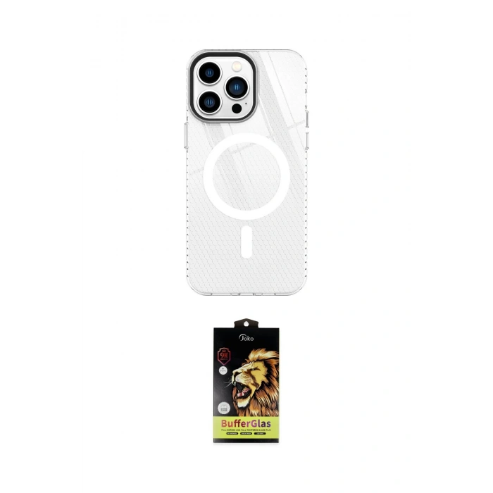 MARSİLYAN™- iPhone 14 Pro Kılıf Doruk Prime - Siyah Buffer Cam Ekran Koruyucu