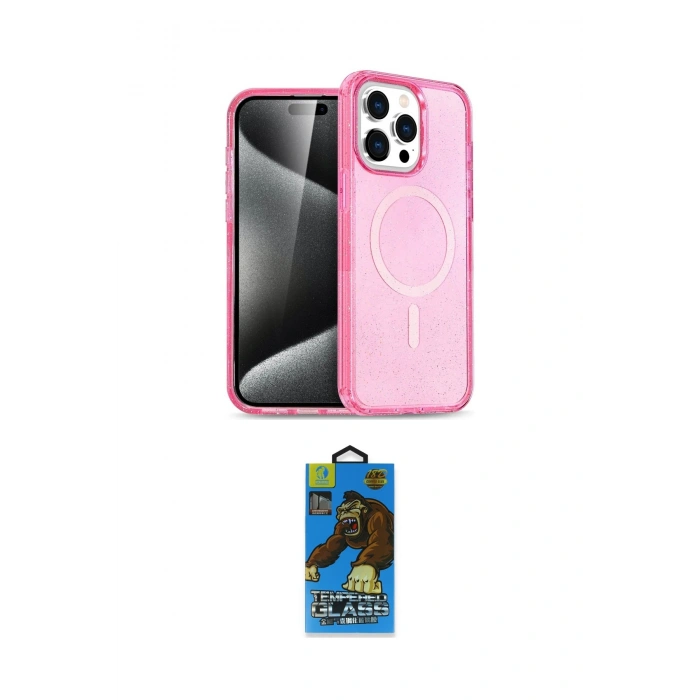 MARSİLYAN™- iPhone 14 Pro Kılıf Eksen Doku Koleksiyonu - Siyah 18D Cam Ekran Koruyucu