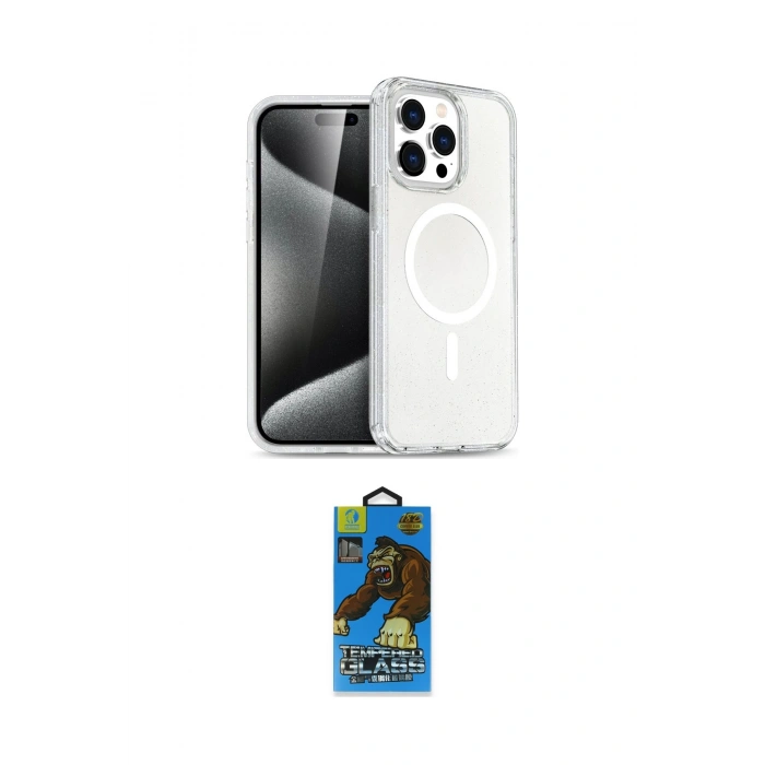 MARSİLYAN™- iPhone 14 Pro Kılıf Eksen Doku Koleksiyonu - Siyah 18D Cam Ekran Koruyucu