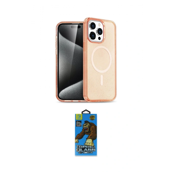 MARSİLYAN™- iPhone 14 Pro Kılıf Eksen Doku Koleksiyonu - Siyah 18D Cam Ekran Koruyucu