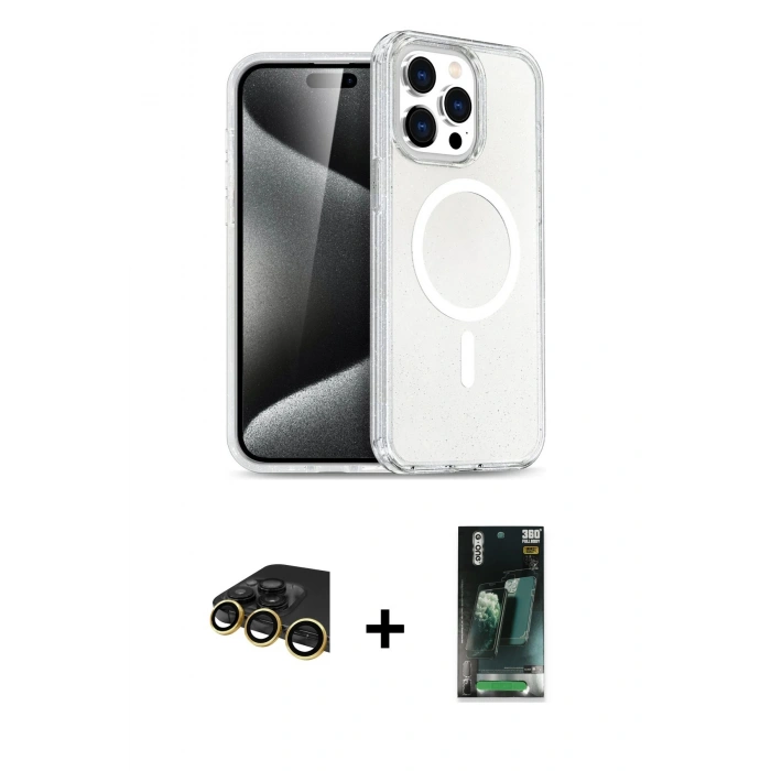 MARSİLYAN™- iPhone 14 Pro Kılıf Eksen Doku Koleksiyonu - Siyah 360 Mat Full Body Arka Koruyucu + Raze Metal Kamera Lens - GD