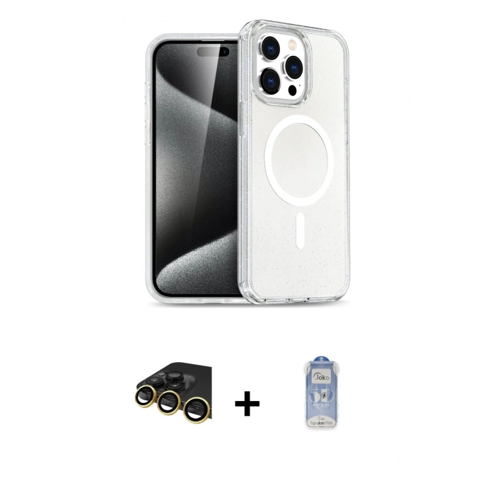MARSİLYAN™- iPhone 14 Pro Kılıf Eksen Doku Koleksiyonu - Siyah Joko Magic 5D Cam + Raze Metal Kamera Lens - GD