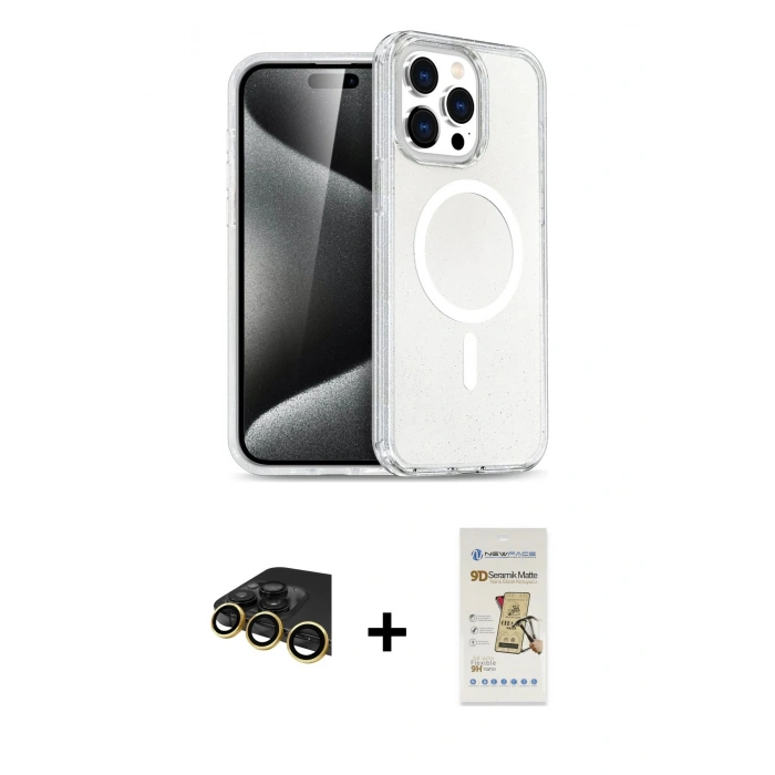MARSİLYAN™- iPhone 14 Pro Kılıf Eksen Doku Koleksiyonu - Siyah Mat Seramik Nano Ekran Koruyucu + Raze Metal Kamera Lens - GD