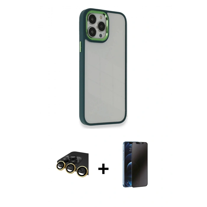 MARSİLYAN™- iPhone 14 Pro Kılıf Eksen Doku Prime - Siyah 3D Antistatik Hayalet Cam Ekran Koruyucu + Raze Metal Kamera Lens - GD