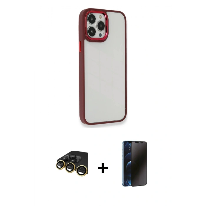 MARSİLYAN™- iPhone 14 Pro Kılıf Eksen Doku Prime - Siyah 3D Antistatik Hayalet Cam Ekran Koruyucu + Raze Metal Kamera Lens - GD
