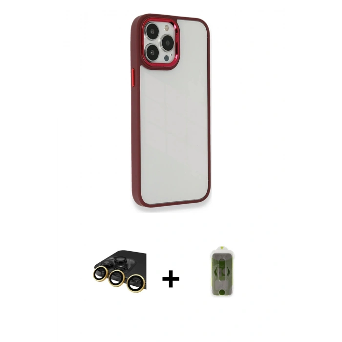 MARSİLYAN™- iPhone 14 Pro Kılıf Eksen Doku Prime - Siyah Joko Magic 5D Hayalet Cam + Raze Metal Kamera Lens - GD