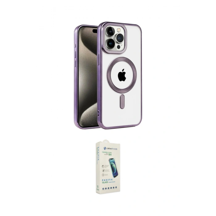 MARSİLYAN™- iPhone 14 Pro Kılıf Eksen Form Koleksiyonu - Şeffaf Pasifik Cam Ekran Koruyucu
