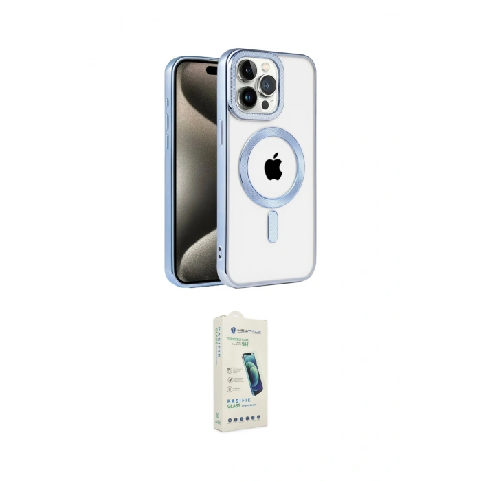 MARSİLYAN™- iPhone 14 Pro Kılıf Eksen Form Koleksiyonu - Şeffaf Pasifik Cam Ekran Koruyucu