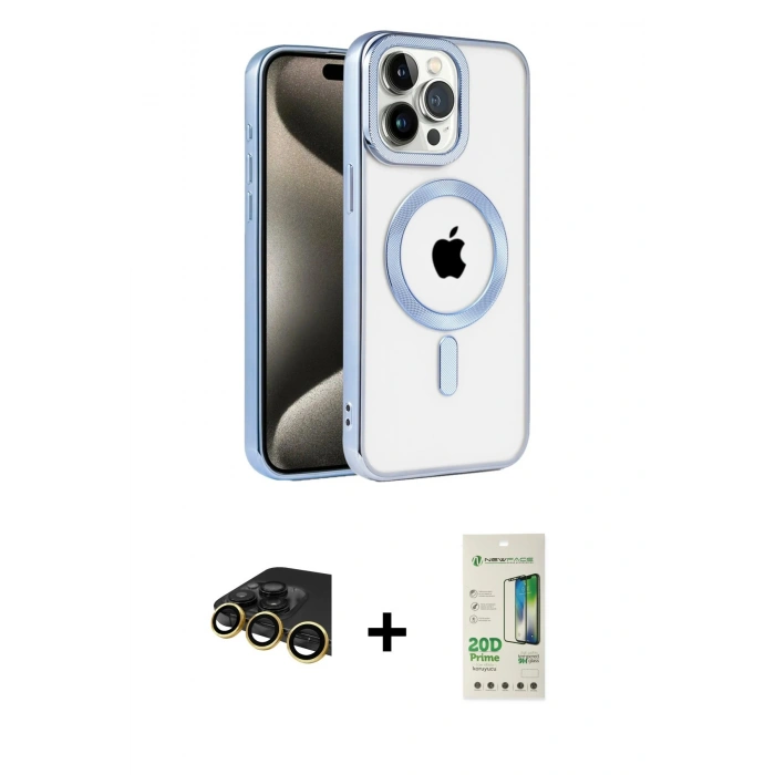 MARSİLYAN™- iPhone 14 Pro Kılıf Eksen Form Koleksiyonu - Siyah 20D Premium Cam Ekran Koruyucu + Raze Metal Kamera Lens - GD