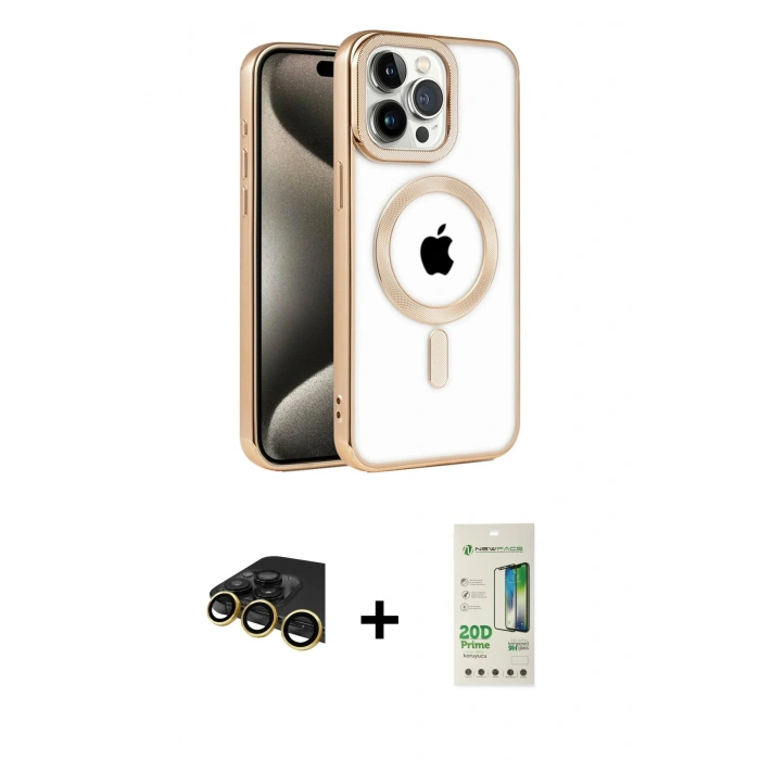 MARSİLYAN™- iPhone 14 Pro Kılıf Eksen Form Koleksiyonu - Siyah 20D Premium Cam Ekran Koruyucu + Raze Metal Kamera Lens - GD
