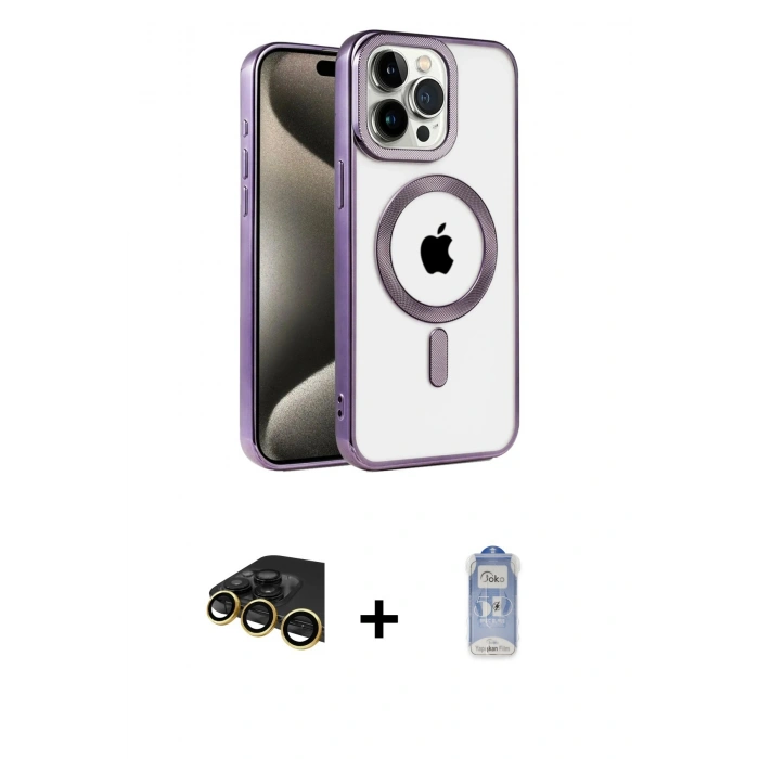 MARSİLYAN™- iPhone 14 Pro Kılıf Eksen Form Koleksiyonu - Siyah Joko Magic 5D Cam + Raze Metal Kamera Lens - GD