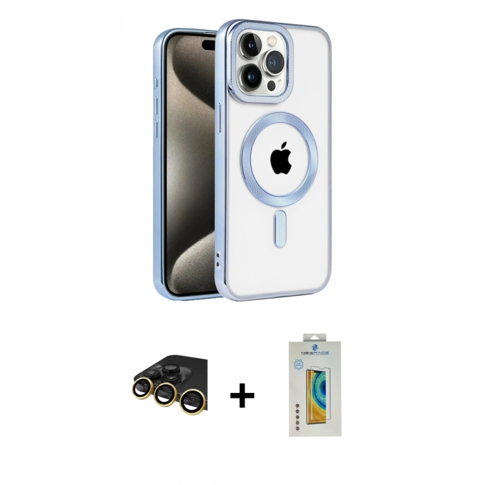 MARSİLYAN™- iPhone 14 Pro Kılıf Eksen Form Koleksiyonu - Siyah Polymer Nano Ekran Koruyucu + Raze Metal Kamera Lens - GD