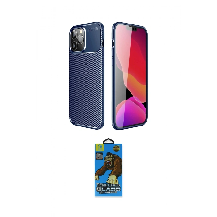 MARSİLYAN™- iPhone 14 Pro Kılıf Eksen Form Prime - Siyah 18D Cam Ekran Koruyucu