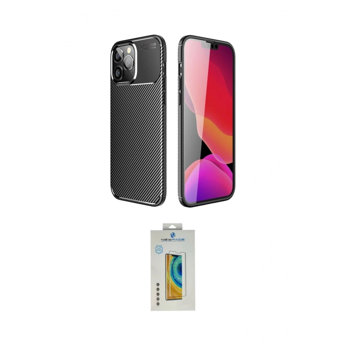 MARSİLYAN™- iPhone 14 Pro Kılıf Eksen Form Prime - Siyah Polymer Nano Ekran Koruyucu