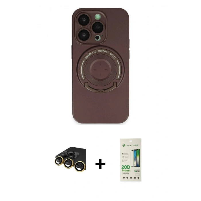 MARSİLYAN™- iPhone 14 Pro Kılıf Eksen Klasik Prime - Siyah 20D Premium Cam Ekran Koruyucu + Raze Metal Kamera Lens - GD