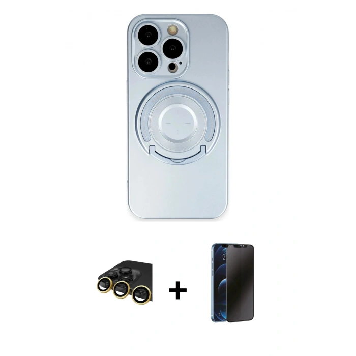 MARSİLYAN™- iPhone 14 Pro Kılıf Eksen Klasik Prime - Siyah 3D Antistatik Hayalet Cam Ekran Koruyucu + Raze Metal Kamera Lens - GD