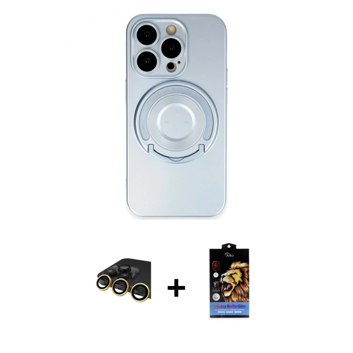 MARSİLYAN™- iPhone 14 Pro Kılıf Eksen Klasik Prime - Siyah Buffer Hayalet Cam Ekran Koruyucu + Raze Metal Kamera Lens - GD