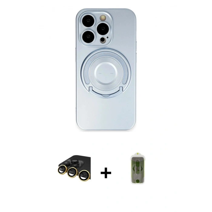 MARSİLYAN™- iPhone 14 Pro Kılıf Eksen Klasik Prime - Siyah Joko Magic 5D Hayalet Cam + Raze Metal Kamera Lens - GD