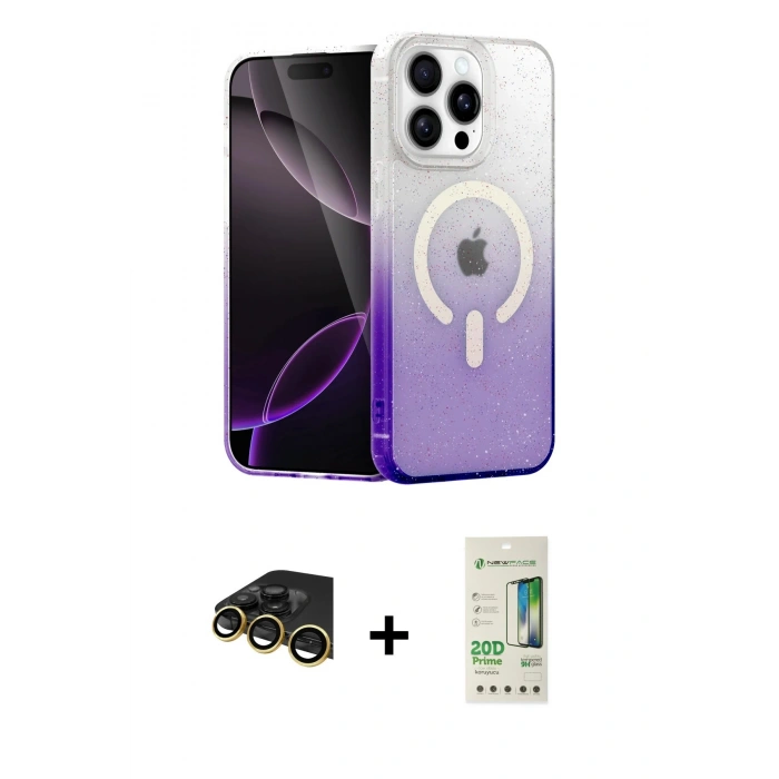 MARSİLYAN™- iPhone 14 Pro Kılıf Eksen Minimal Özel Seri - Siyah 20D Premium Cam Ekran Koruyucu + Raze Metal Kamera Lens - GD